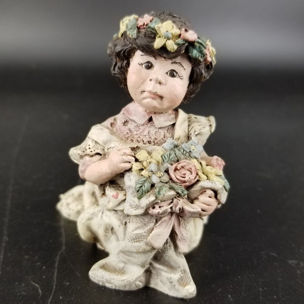 Sarah's Attic Figure Rachel Wedding Flower Girl Limited Edition #504 Dated 1990